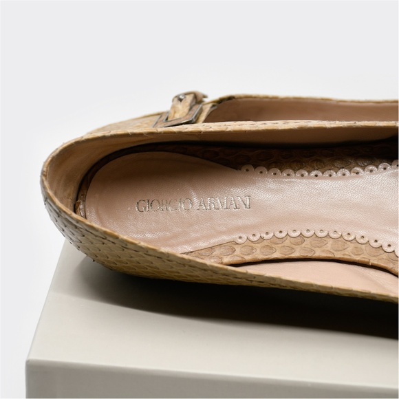 GIORGIO ARMANI Vintage Genuine Python Ballet Flats Size 37.5 Made in Italy - Picture 12 of 16
